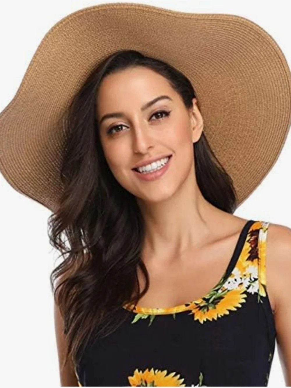 Women's Wide Brim Tan Straw Sun Hat Size 57cm NWOT